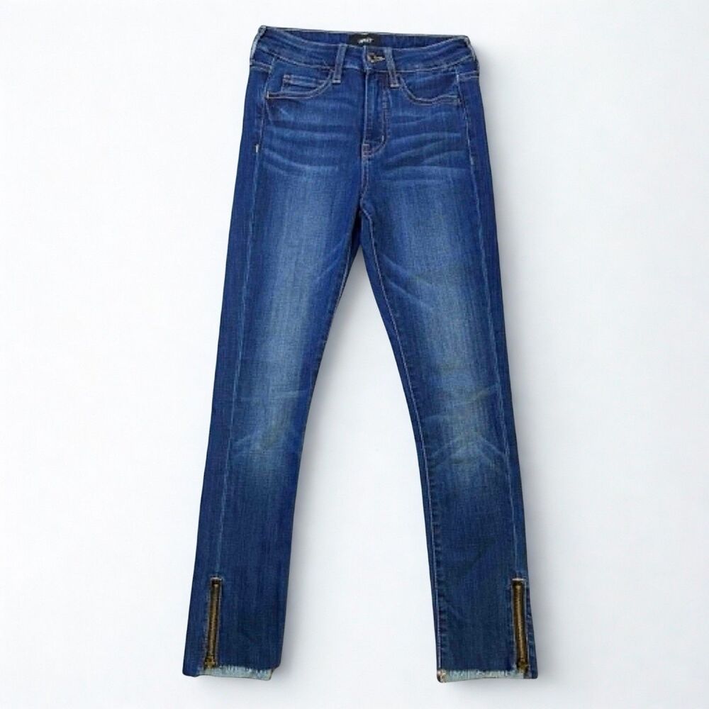 Vervet Ankle Skinny Fit Jeans Womens 25 Dark Wash Zip Hem Stretch Denim